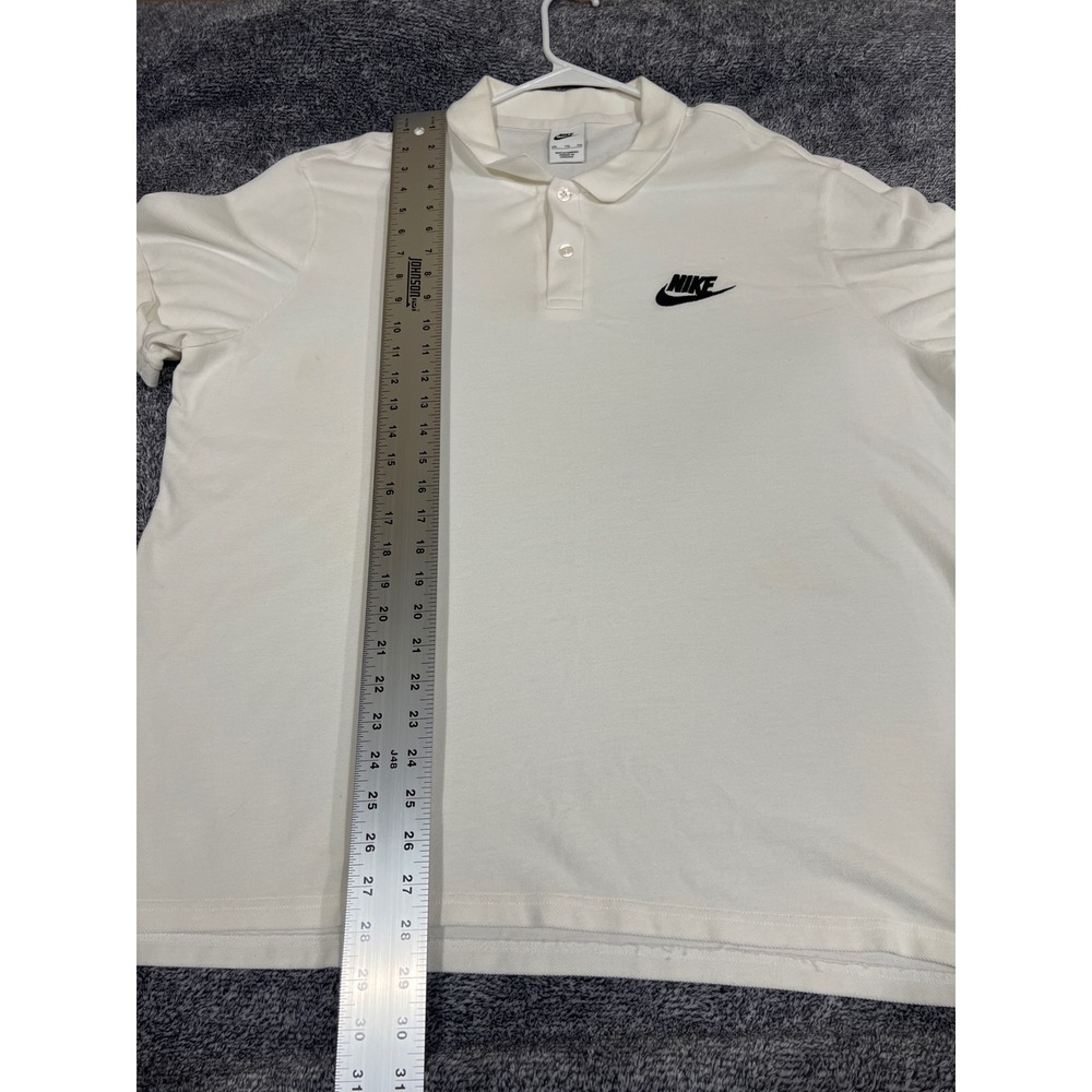 Nike Sportswear Mens XXL White Pique Polo Shirt Embroidered Logo Short Sleeve - Picture 3 of 14